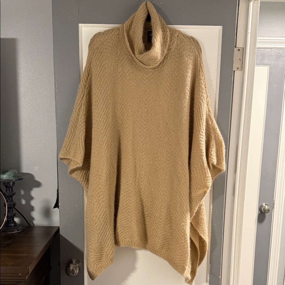 Cejon Tan Knit Poncho Top
